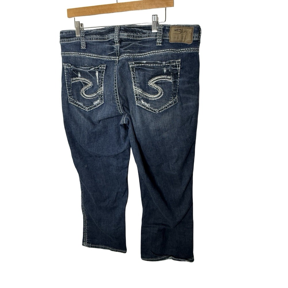 Silver Jeans Women's Plus 18 22 1/2 Suki Capri Blue Stretch Cropped Jeans